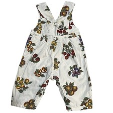 Vintage Guess Baby Fruit Print Overalls Romper Size 9M Bow Unisex Kids Outfit