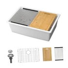 Quartz Kitchen Sink White Granite Composite Undermount Workstation Basin Modern