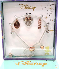 Disney's Minnie Mouse Two Tone Crystal Love is Bowtiful Charm Bolo Bracelet