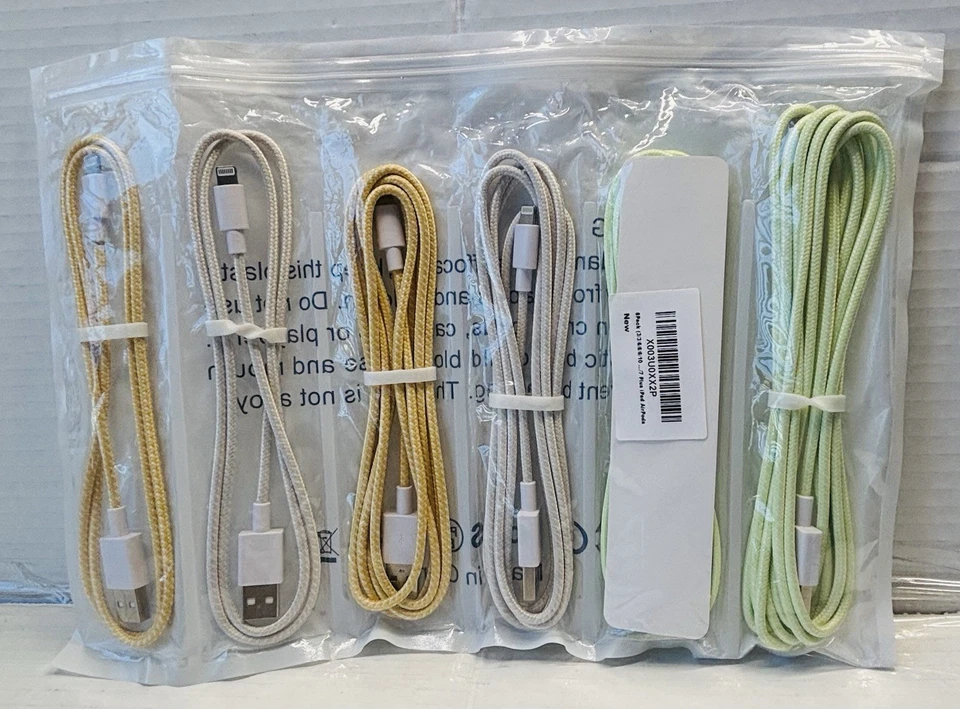 6 Pack Apple Cable USB Charger for iPhone 7 Plus 2-3ft, 3-6ft, 1-10ft. - Image 2 of 3