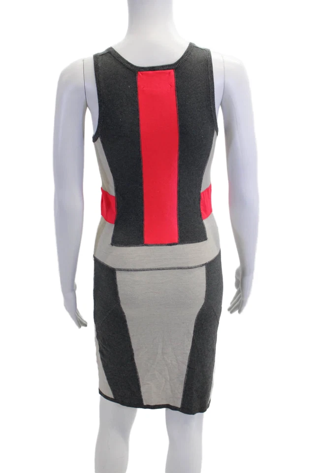 Artelier Nicole Miller Womens Sleeveless Scoop Neck Colorblock Dress White Small - Image 3 of 4