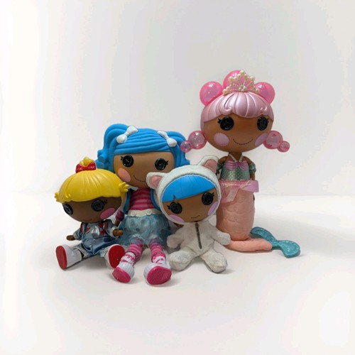 Menge 4 Lalaloopsy Puppen zwei 12" Zoll und zwei 7" Zoll große sprudelnde Meerjungfrau