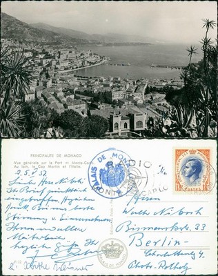 Monaco Panorama-Ansicht Vue générale sur le Port et Monte-Carlo 1957