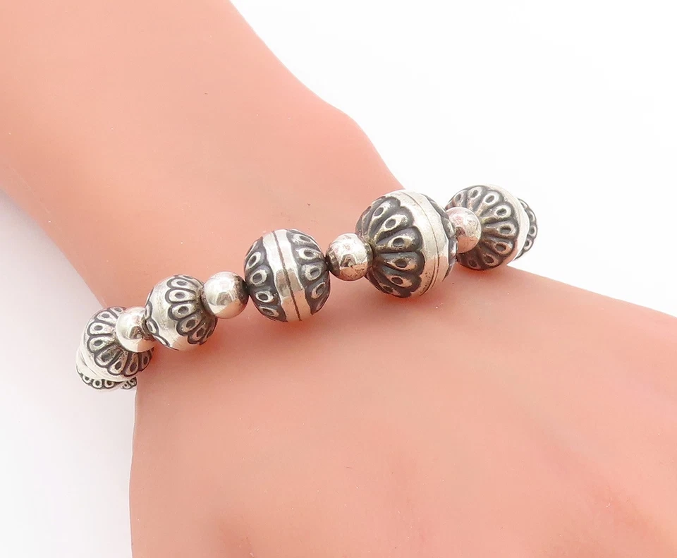 925 Sterling Silver Vintage Bracelet CAROLYN POLLACK Floral Coil Wrap  BT11368 - Image 3 of 4