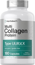 Multi Collagen Protein 2000mg  180 Capsules  Type I, II, III, V, X  Horbaach