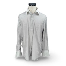 Luigi Borrelli Napoli Mens Striped Dress Shirt Contrast Collar French Cuff 16.5L
