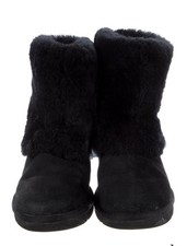 UGG Black Faux Fur Suede Mid-Calf Boots