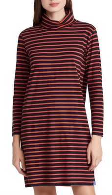 KULE Women's The Turtleneck Dress Navy / Poppy Striped Size XXL NWT