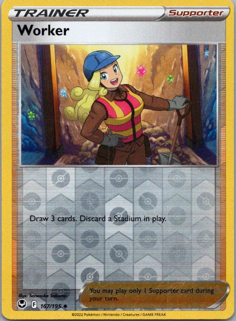 Pokemon TCG Worker 167/195 Silver Tempest Rev Holo LP [ZPPZ3E]