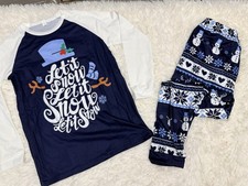 Boys Blue Christmas Pajamas Snowflake