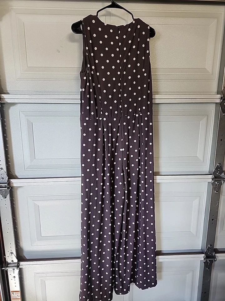 Macacão Lauren Ralph Lauren Feminino 14 Cinza Branco Bolinhas Perna Larga Sem Mangas - Imagem 4 de 4