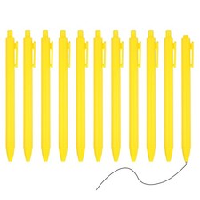12 Pack Retractable Ballpoint Gel Pens, 0.5mm Fine Point Black Ink, Dark Yellow