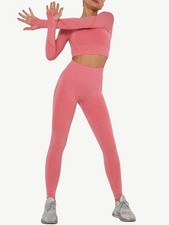 Seamless Activewear Set Women Long Sleeve Crop Top High Waisted Leggings