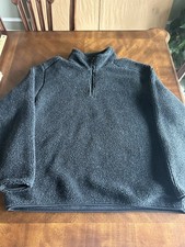 Eddie Bauer Men's XL Dark Gray 100 Cotton 1/4 Zip Pullover Sweater