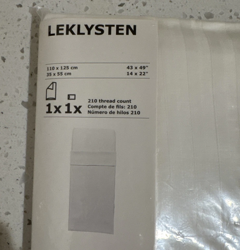 IKEA LEKLYSTEN Baby Duvet Cover & Pillowcase Crib Cot Bedding WHITE Stripe 43x49 - Image 2 of 3