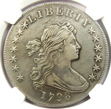 1798 Draped Bust Silver Dollar $1 Coin - Certified NGC AU Details - Rare in AU!