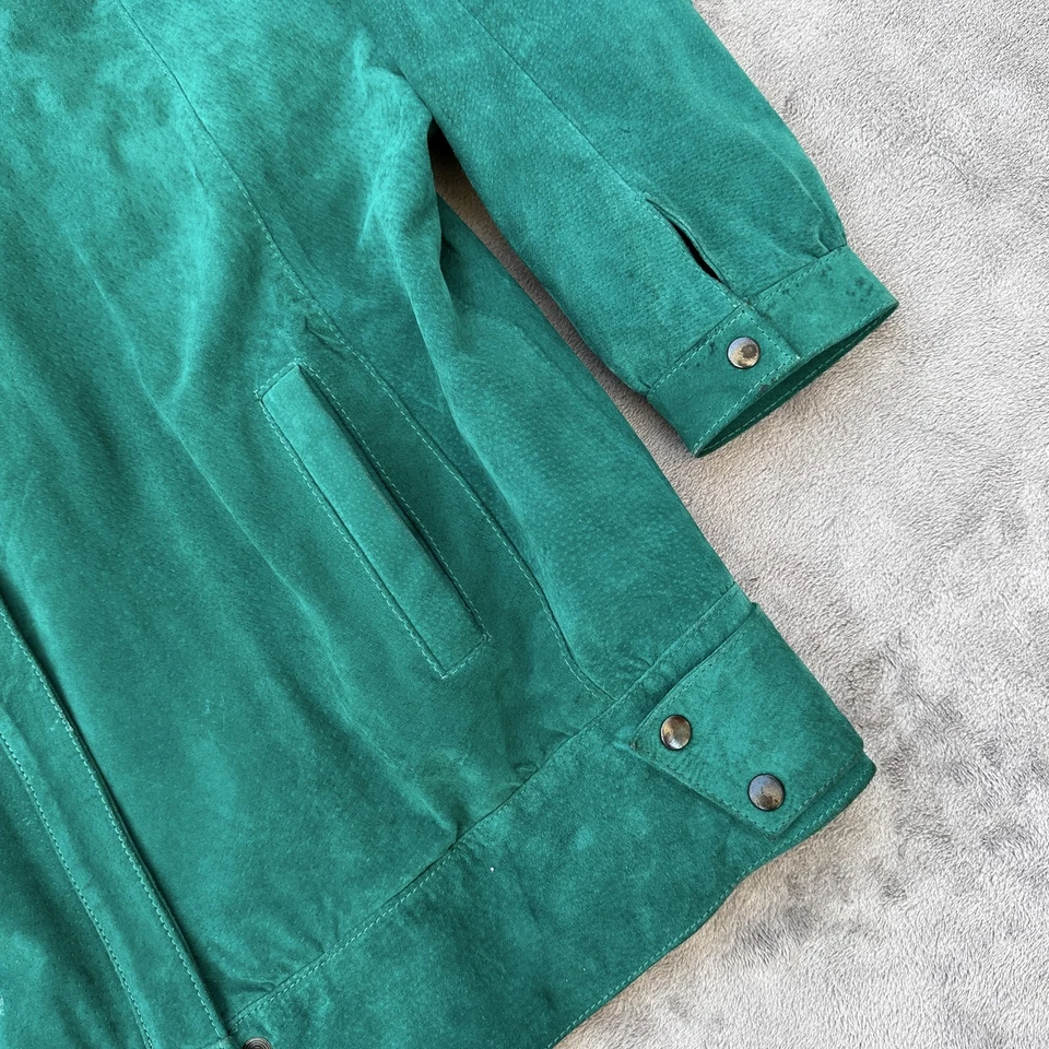 Vintage Avanti Jacket Womens Large Green Suede Bomber Made Yugoslavia 80s Retro - Image 4 of 4
