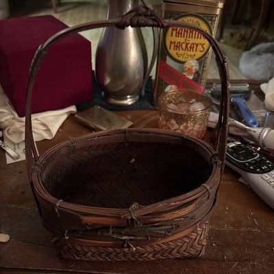 Vintage Hand Woven Basket 