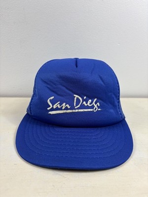 Vintage San Diego Hat Cap Snap Back Blue Mesh Trucker Embroidered Mens 80s