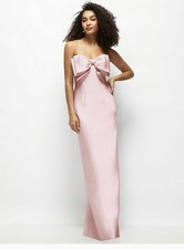 ALFRED SUNG Pink Twill Strapless Bow Front Lined Long Gown D859 Size 0R