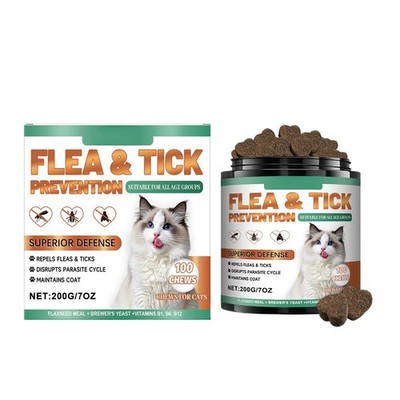 View of Flea and Tick Treatment for Cats All Breeds & Ages - Chicken Flavor 100 ...