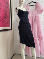 vintage 1990s midnight blue stretch velvet sparkle Jessica Mcclintock Gown Dress