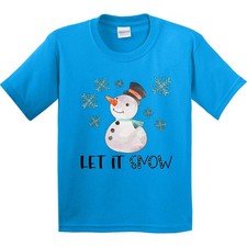 Inktastic Let It Snow Cute Snowman In Hat And Scarf Youth T-Shirt Holiday Merry