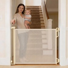 Retractable Baby Gate Dog Barrier - Mesh Safety Gate for Indoor Outdoor Use