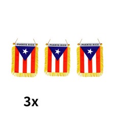 3x PUERTO RICO MINI BANNER FLAG GREAT FOR CAR El WINDOW MIRROR HANGING 2 SIDED