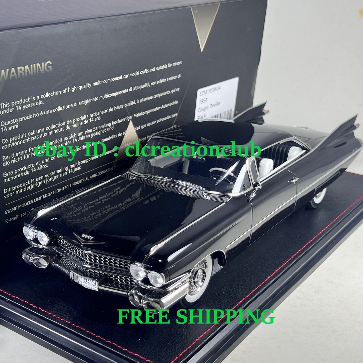 1/18 GLM Stamp 1959 Cadillac Coupe de Ville Black STM1959604 G | eBay