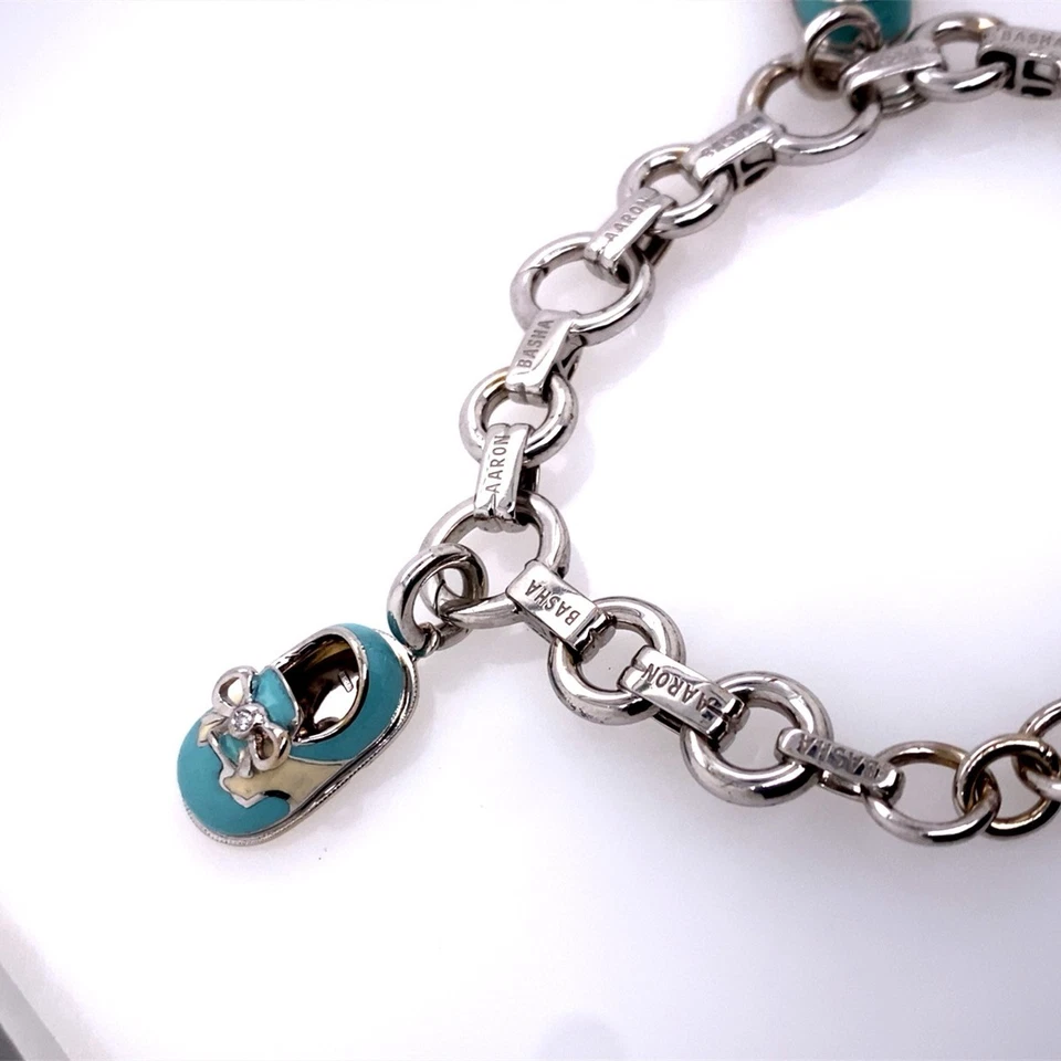 Brazalete Arron Basha Diamante Oro Blanco 18K Zapato Dije (DG7147838) Foto 3 de 4