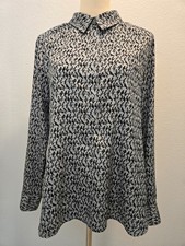 Ann Taylor Womens Blouse Light Blue & Black B...