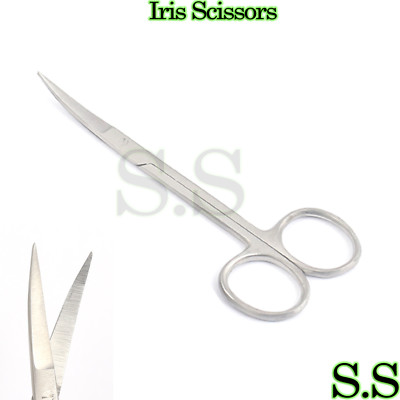 HIGH QUALITY STAINLESS STEEL IRIS MICRO SCISSORS CURVED TIP 4.5''