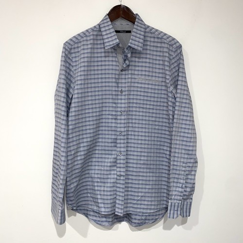 7 DIAMANTEN Herren Large blau weiß dünn kariert Langarm Knopfleiste Hemd JJ7 - Bild 1 von 4