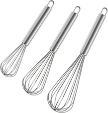 3 Pcs Stainless Steel Whisk Kitchen Utensil Wisk For Blending and Stirring New 