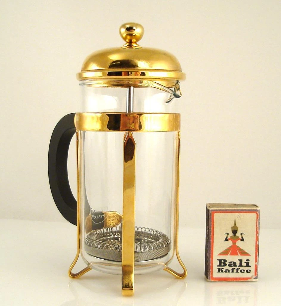 N Mint MELIOR PYREX FRANCE Small 3 Cup French Press GOLD Coffee Maker  Plunger J1