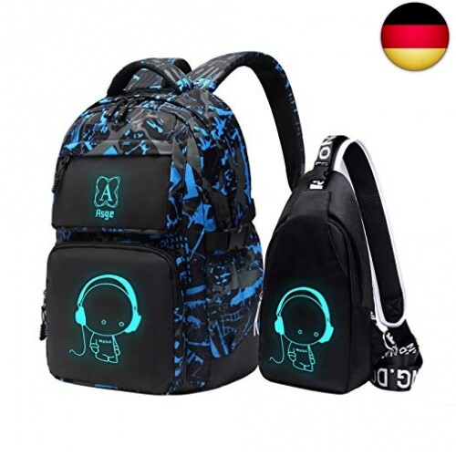 Asge Rucksack Jungen Schulrucksack MäDchen Teenager Jugendliche Coole Schule-image