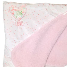 Just Born Love Heart Floral Polka Dots Sherpa Security Lovey Blanket 29" X 39"