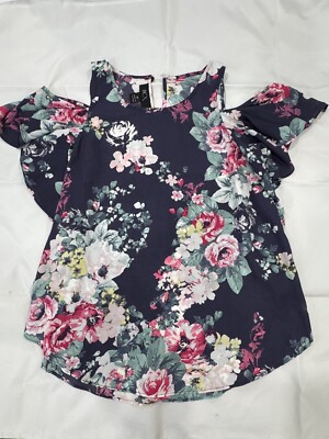 BCX women short sleeve cold shoulder shirt top blouse size M, 250426