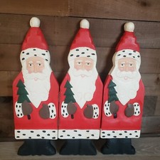 Large Hand Painted Wooden Cut Out Santa Claus Stand. 20"x19"