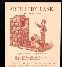 Artillery Bank Mechanical Toy Cannon Cap Gun SR.B.ab Victorian Flyer Trade Card