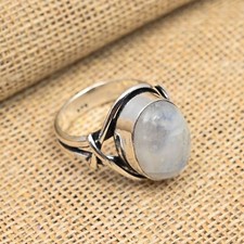 Rainbow Moonstone Gemstone Handmade 925 Solid Sterling Silver Ring Jewelry