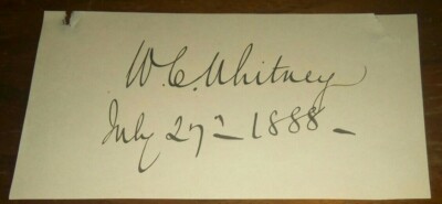 Secretary of the Navy WILLIAM COLLINS WHITNEY Autograph ~ Signed Inscribed 1888
