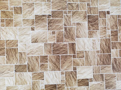Dollhouse Stone Floor Tile Lightly Embossed Faux Flooring Brown Card Stock