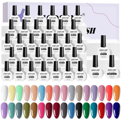 35 Piece Gel Nail Polish Starter Kit 3 Bottles of Base Glossy Matte Top Coat Gel