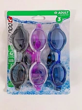 Dolfino Adult 12+ Pacesetter Swim Goggles 3-Pack Latex Free WMG1281x3        B-P