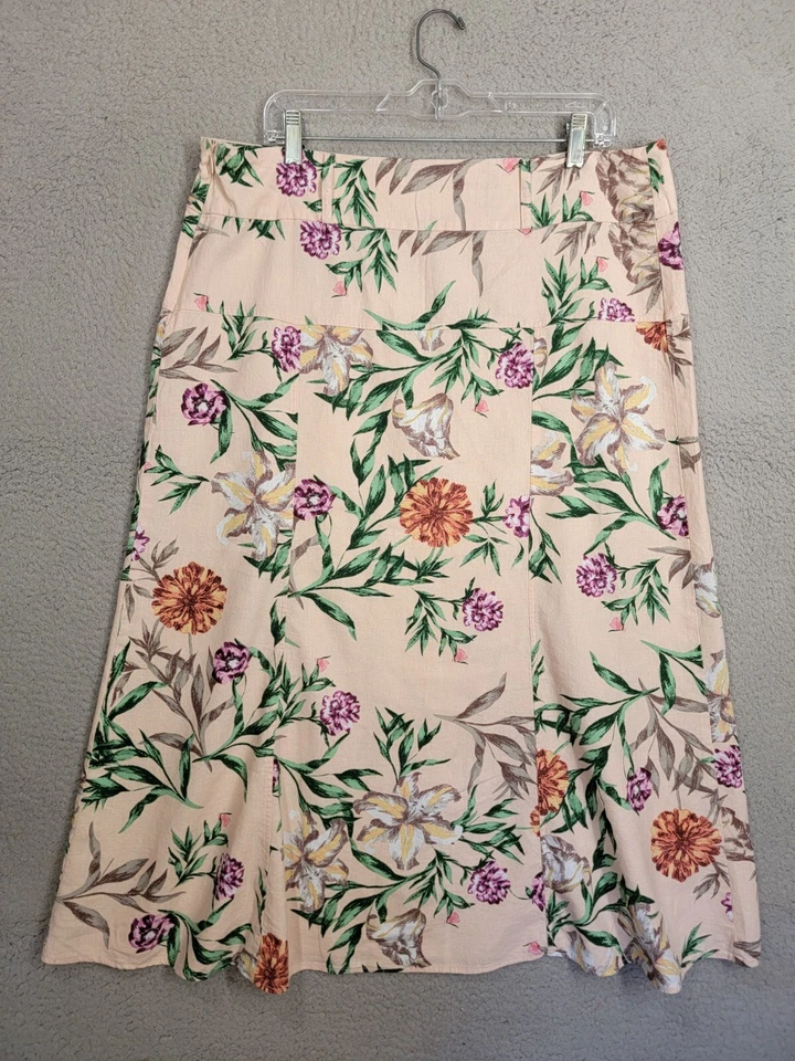 Falda Athena Marie Floral Mezcla Lino XL Falda Midi Cremallera Lateral Midi Foto 2 de 4