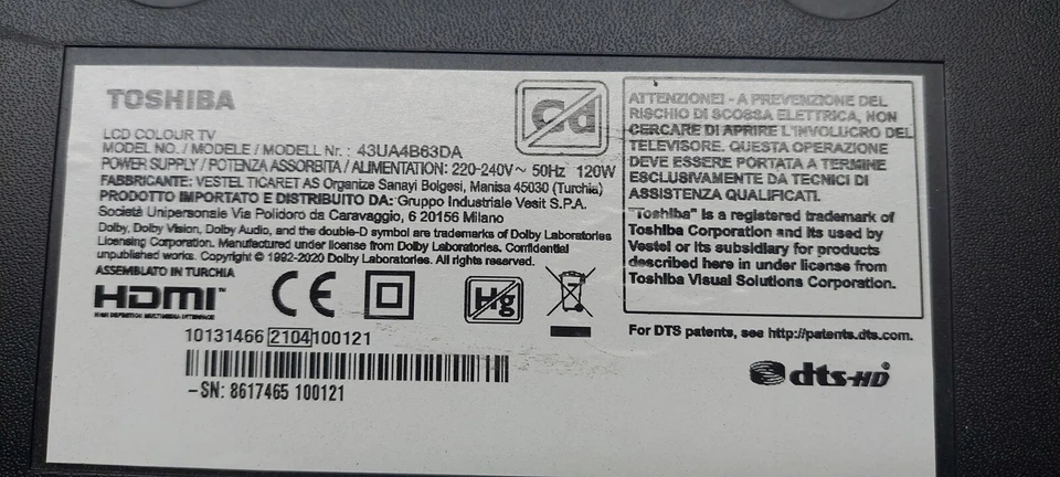 Striscia a LED RF-CF430012SE30-0801 x Tv Toshiba 43’’ 43UA4B63DA - Immagine 4 di 4