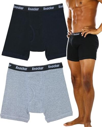 Men's Casual Classic 100% Cotton Boxer Briefs Black Gray Underwear Size S-3XL