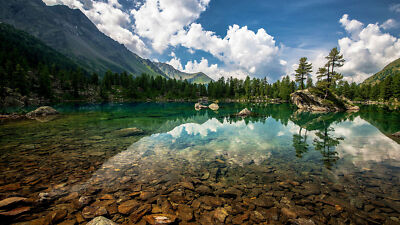 Landscape lake nature reflection mountains Custom Gaming Mat Desk
